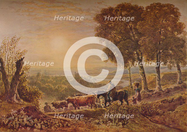 'Sunset with Cattle', 1841. Creator: George Barret the Younger.