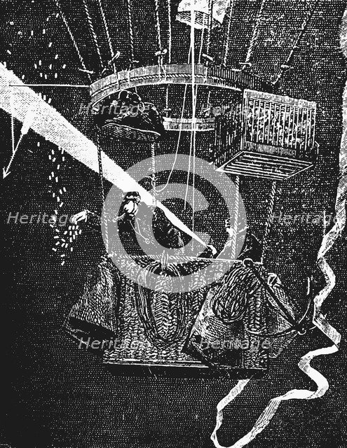 Balloon leaving from Gare du Nord, Paris, Franco-Prussian War, 1870. Artist: Unknown