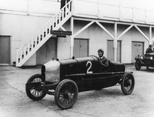 British racing driver George Bedford driving a Hillman, 1921. Creator: Unknown.