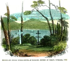 'English and Russian burial-ground, at Nagasaki, secured by treaty, November 1855', (1856). Artist: Unknown