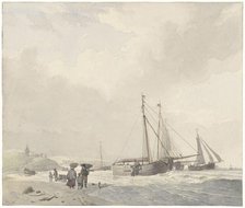 View of the beach at Scheveningen, 1805-1860. Creator: Hendrik van de Sande Bakhuyzen.