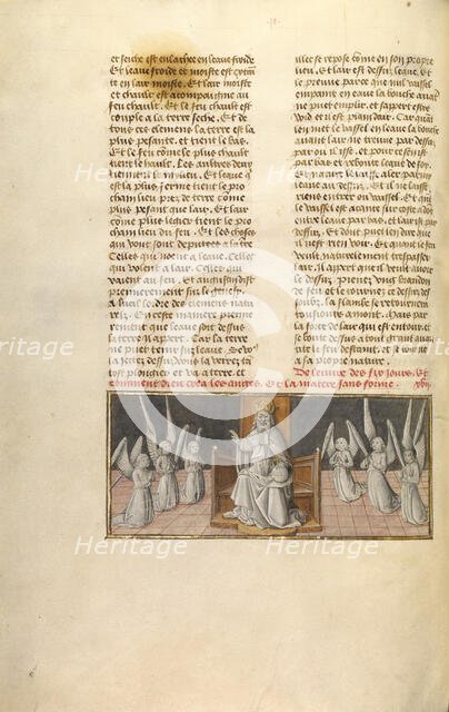 God the Father with Adoring Angels; Miroir Historial, about 1475. Creator: Unknown.