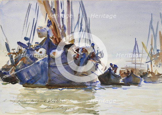 Italian sailing Vessels at Anchor, c1904-1907 Artist: John Singer Sargent.