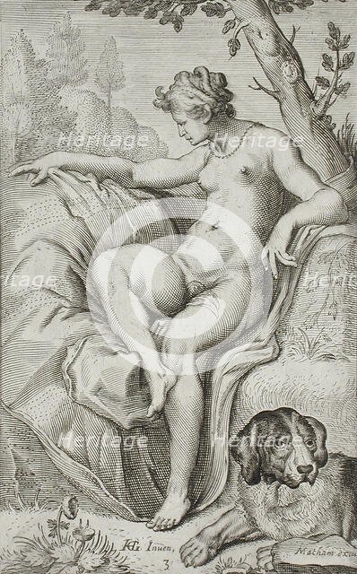 Nymph and Hound, between 1607 and 1610. Creator: Jacob Matham.