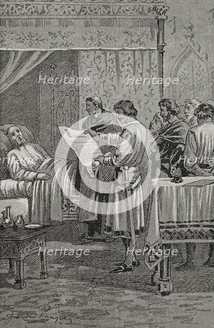 Martin the Human on his deathbed, 1410, (1890).  Creator: Joan Serra y Pausas.