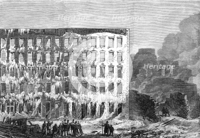 The Great Fire at Chicago: ruins on the north side of Lake-Street, 1868. Creator: Unknown.