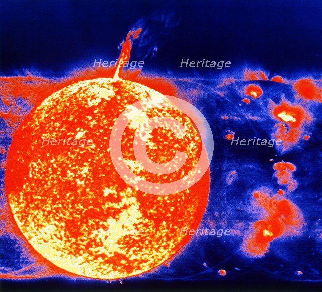 Sunspots and solar prominences, 1973. Artist: Unknown