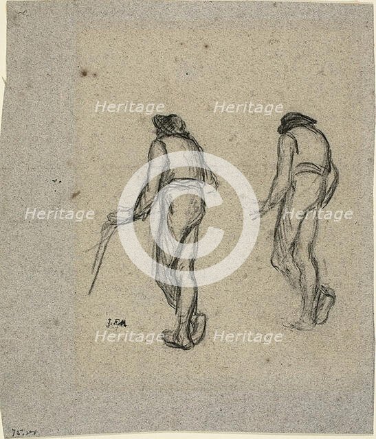Two Sketches of a Peasant, seen from Behind, 1850/1852. Creator: Jean Francois Millet.