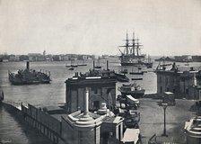 'Portsmouth - General View of the Harbour, Showing Nelson's Battleship, The Victory.', 1895. Artist: Unknown.