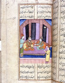 Nezami, Persian poet, recounting the story of Alexander the Great, 12th century (18th century). Artist: Unknown