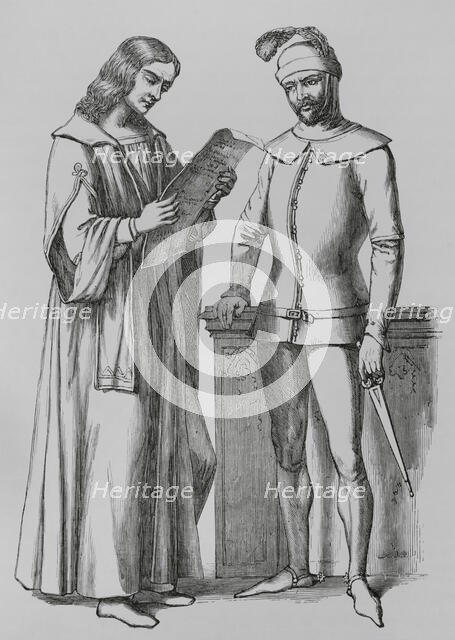 Notary and henchman in the 15th century, Italy, 1878. Creator: Unknown.