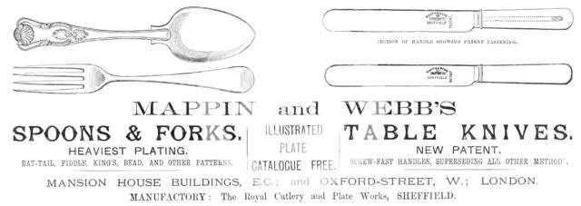 Mappin and Webb's Spoons & Forks, 1883. Creator: Unknown.