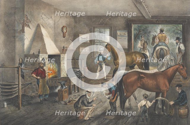 Trotting Cracks at the Forge, 1869., 1869. Creators: Nathaniel Currier, James Merritt Ives, Currier and Ives.