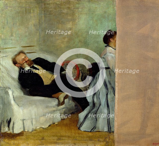 The painter Edouard Manet with his wife Suzanne. Artist: Degas, Edgar (1834-1917)