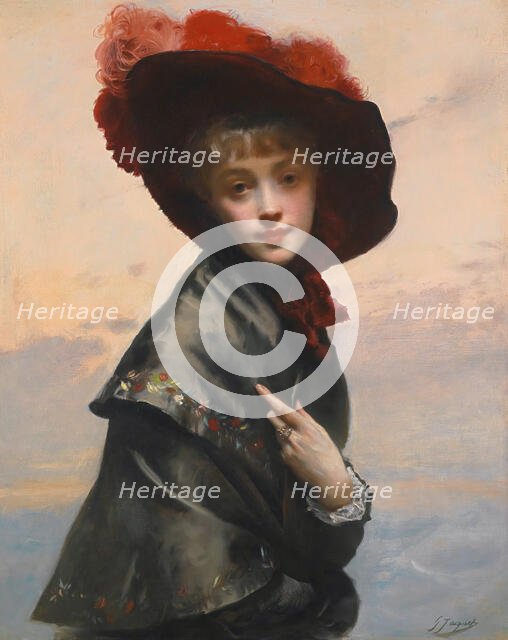 Dame au chapeau. Creator: Jacquet, Gustave Jean (1846-1909).