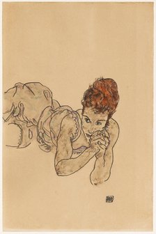 Lying woman, 1917. Creator: Schiele, Egon (1890-1918).