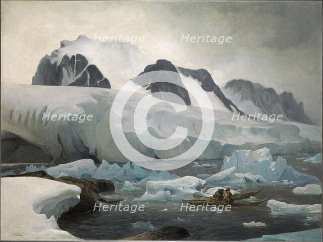 Eskimo kayaks, the kiss, 1842. Creator: Biard, François-August (1798-1882).