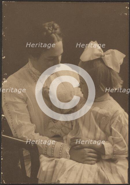 Portrait of Mother and Child with Big Bow, 1907-1924. Creator: Louis Fleckenstein.