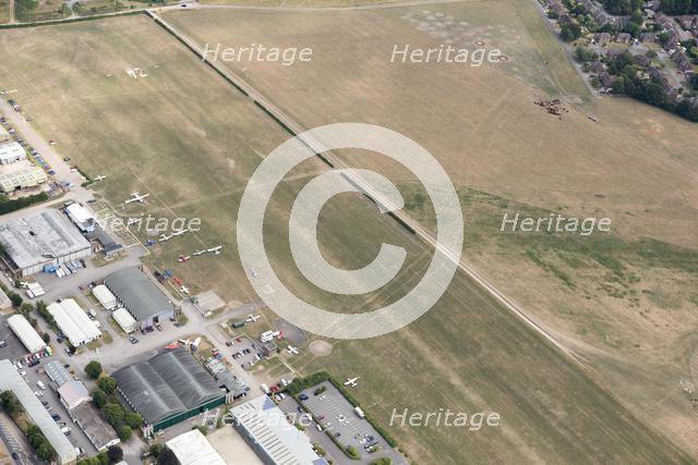 Cropmark of a Bronze Age or Iron Age triple ditch boundary, Old Sarum Airfield, Wiltshire, 2018. Creator: Historic England Staff Photographer.