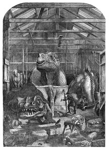 The 'Extinct Animals' model room at Crystal Palace, Sydenham, 1853. Artist: Unknown