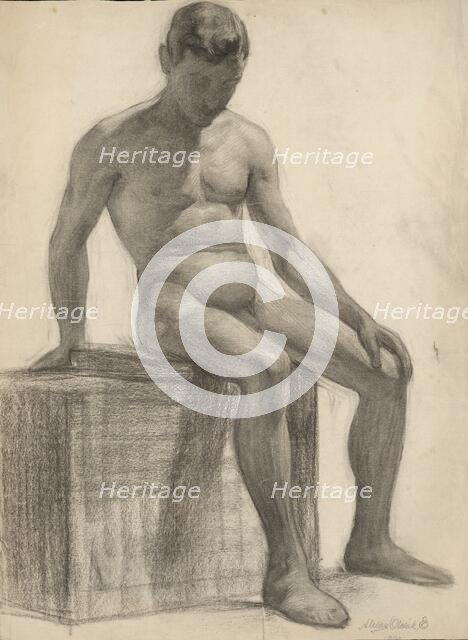 Study of a seated man, 1909. Creator: Emil Alexay-Olexák.