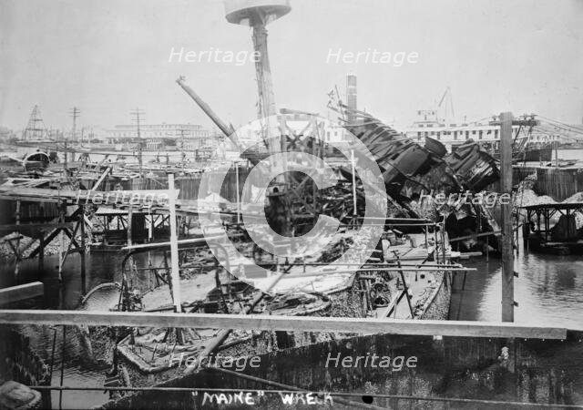 Maine wreckage, between c1910 and c1915. Creator: Bain News Service.