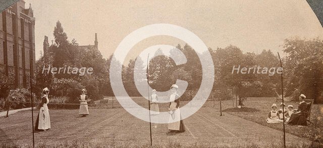St Marylebone Infirmary, London: nurses playing tennis, 1906 (1912). Creator: Unknown.