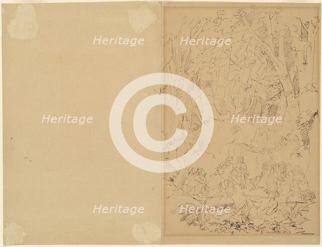 Eighteenth-Century Colonist Preaching to Indians, 1852. Creator: Emanuel Gottlieb Leutze.