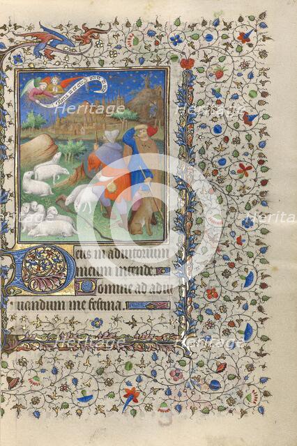 The Annunciation to the Shepherds; Book of Hours, about 1415-1420. Creators: Boucicaut Master, Workshop of the Boucicaut Master.