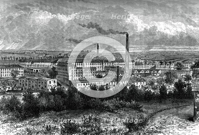 Bessbrook Mills and village, County Armagh, Ireland, c1880. Artist: Unknown
