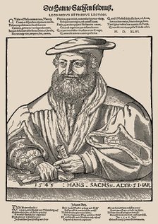 Portrait of Hans Sachs (1494-1576) at the age of 51, 1545. Creator: Ostendorfer, Michael (1490-1569).