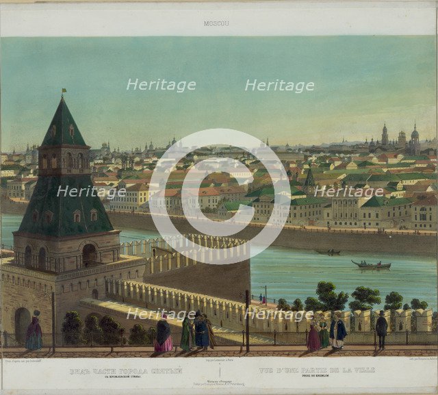 View of Zamoskvorechye from the Kremlin Wall (from a panoramic view of Moscow in 10 parts), ca 1848. Artist: Benoist, Philippe (1813-after 1879)