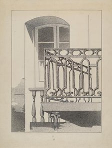 Iron Balcony, c. 1936. Creator: Arelia Arbo.
