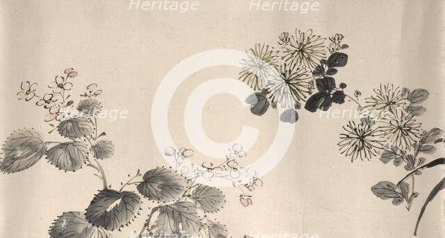 Flowering plants of the four seasons, 1842. Creator: Oda Kaisen.