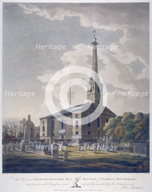 View of the Church of St John Horsleydown, Bermondsey, London, 1799.                             Artist: John William Edy