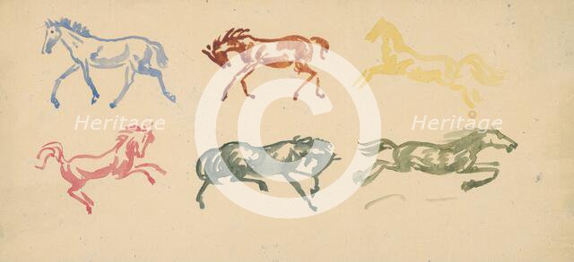 Sketch of galloping horses, 1940-1943. Creator: Arnold Peter Weisz-Kubincan.