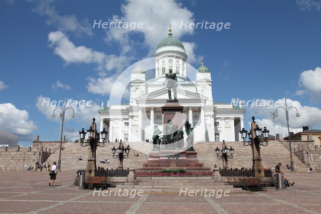 Lutheran Cathedral and the statue of Emperor Alexander II of Russia, Helsinki, Finland, 2011. Artist: Sheldon Marshall