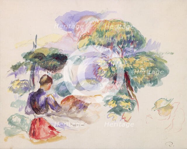 Landscape with a Girl, ca. 1890. Creator: Pierre-Auguste Renoir.