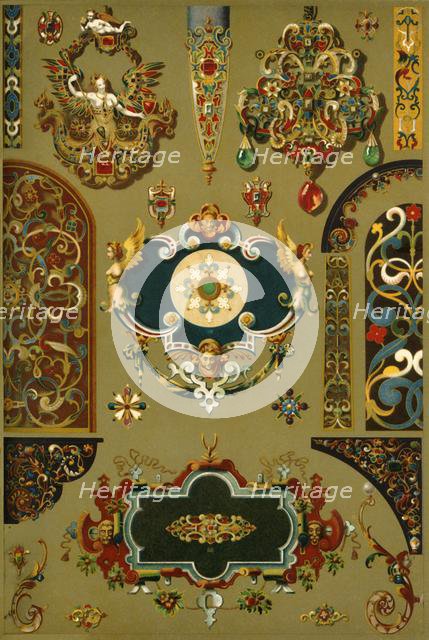 German Renaissance cartouches and works in metal and enamel, (1898). Creator: Unknown.