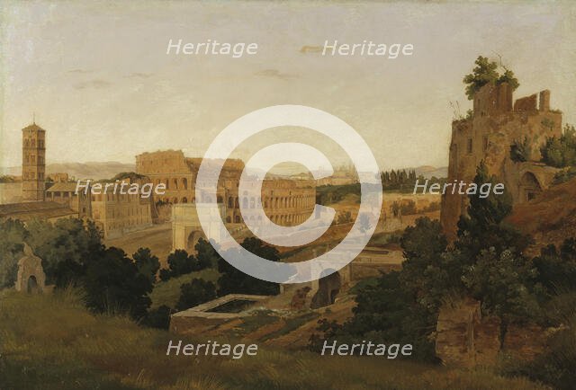 View of Rome with the Colosseum. Study, 1846. Creator: Gustav Wilhelm Palm.