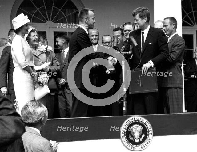Kennedy and Shepard in Washington D.C., 1961. Creator: NASA.