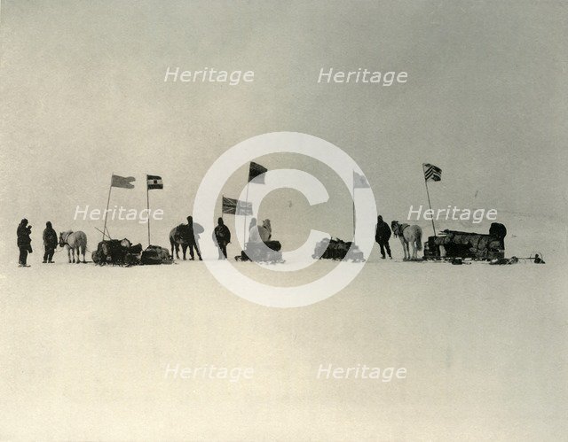 'The Start from the Ice-Edge South of Hut Point', c1908, (1909).  Artist: Unknown.