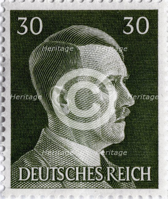 Postage stamp featuring Adolf Hitler (1889-1945), 1941-1942. Artist: Unknown