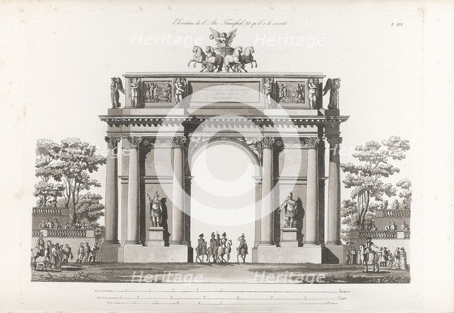 Triumphal Arch. From: Recueil des façades des principaux monuments construits à St.-Pétersbourg, 180 Artist: Thomas de Thomon, Jean François (1754-1813)