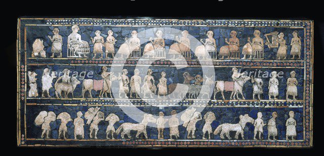 The 'Peace' side of the Standard of Ur, southern Iraq, about 2600-2400 BC. Artist: Unknown