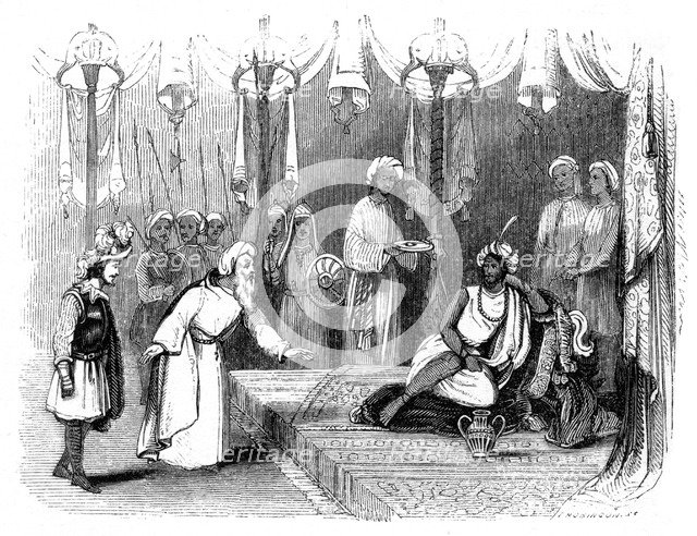 Vasco da Gama's introduction to the Zamorin, India, 1498, (1847). Artist: Robinson