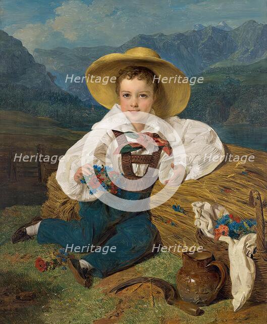 Count Demetrius Apraxin as a child in front of a mountain landscape, 1832. Creator: Ferdinand Georg Waldmuller.