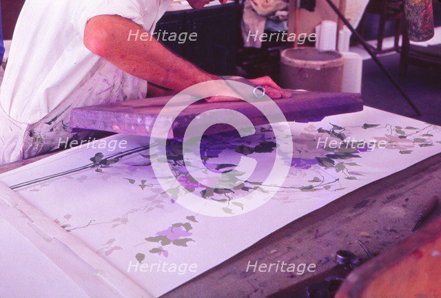 Hand-Printing of Wallpaper (Sandersons, London), 20th century. Artist: Sandersons.