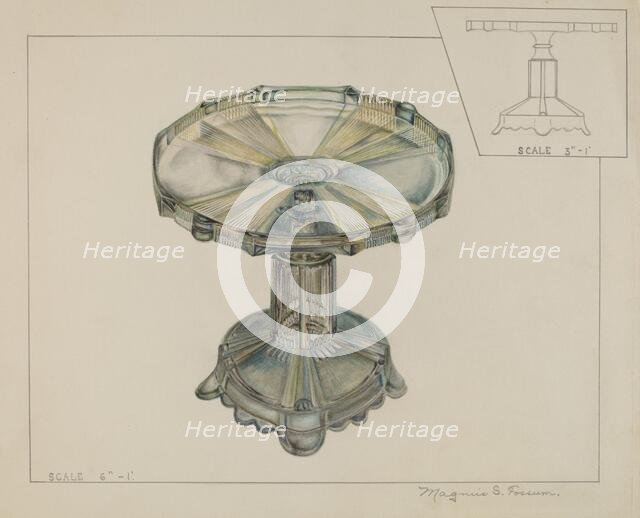 Glass Cake Stand, c. 1936. Creator: Magnus S. Fossum.