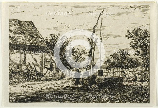 Well in a Farm Courtyard, 1845. Creator: Charles Emile Jacque.
